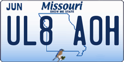 MO license plate UL8A0H