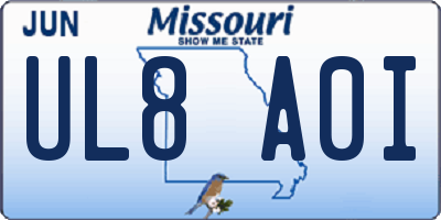 MO license plate UL8A0I