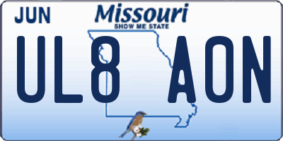 MO license plate UL8A0N