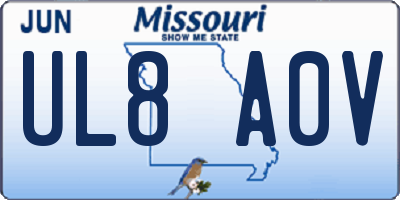 MO license plate UL8A0V