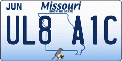 MO license plate UL8A1C