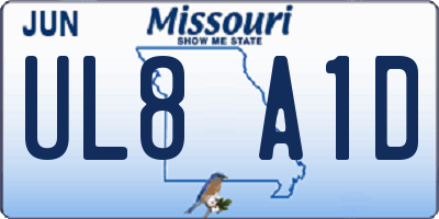 MO license plate UL8A1D
