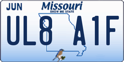 MO license plate UL8A1F