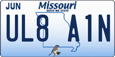 MO license plate UL8A1N