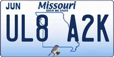 MO license plate UL8A2K