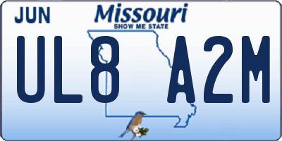 MO license plate UL8A2M