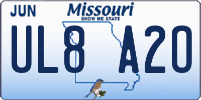 MO license plate UL8A2O