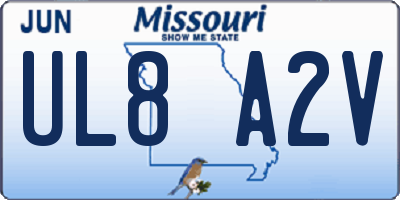 MO license plate UL8A2V