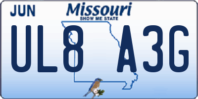 MO license plate UL8A3G