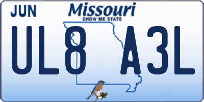 MO license plate UL8A3L