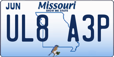 MO license plate UL8A3P
