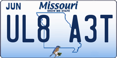 MO license plate UL8A3T