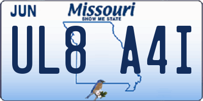 MO license plate UL8A4I