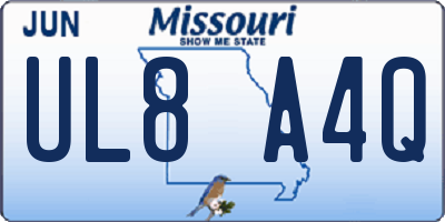 MO license plate UL8A4Q