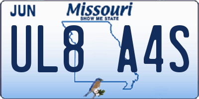 MO license plate UL8A4S