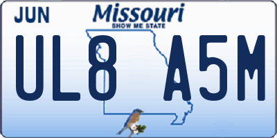 MO license plate UL8A5M