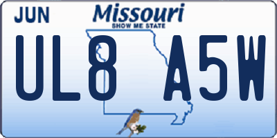 MO license plate UL8A5W
