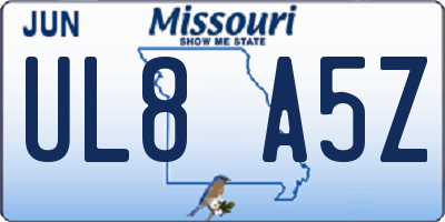 MO license plate UL8A5Z