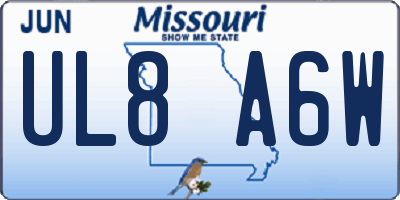 MO license plate UL8A6W