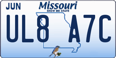 MO license plate UL8A7C