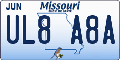 MO license plate UL8A8A