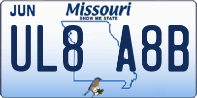 MO license plate UL8A8B