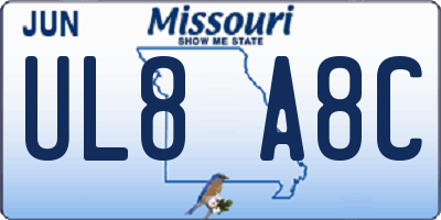 MO license plate UL8A8C