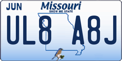 MO license plate UL8A8J