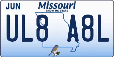 MO license plate UL8A8L