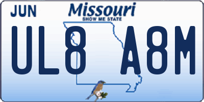 MO license plate UL8A8M