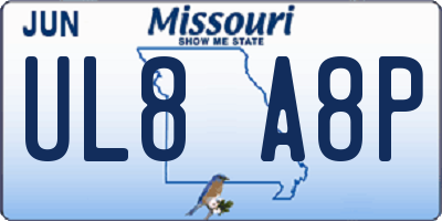 MO license plate UL8A8P