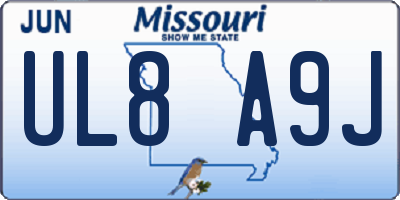 MO license plate UL8A9J