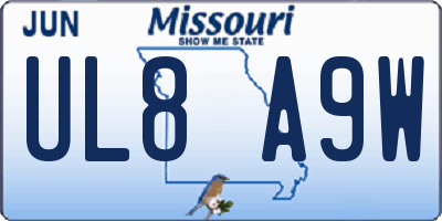 MO license plate UL8A9W