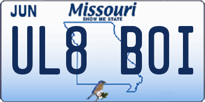 MO license plate UL8B0I