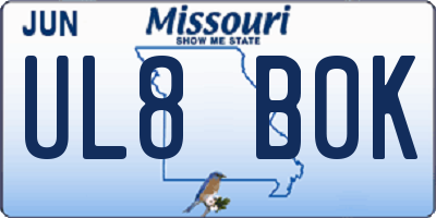 MO license plate UL8B0K