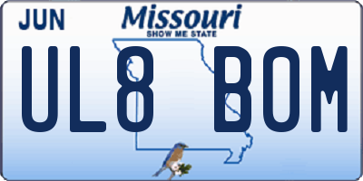 MO license plate UL8B0M