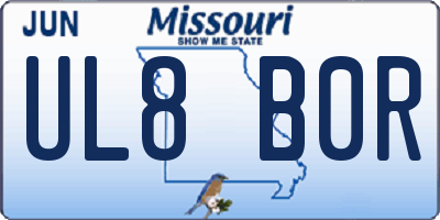 MO license plate UL8B0R