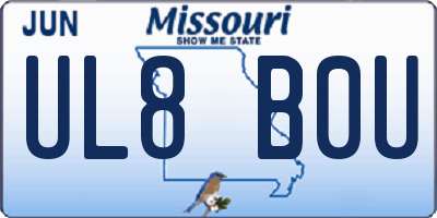 MO license plate UL8B0U