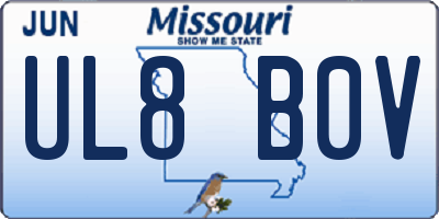 MO license plate UL8B0V