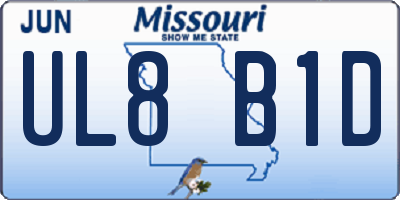 MO license plate UL8B1D
