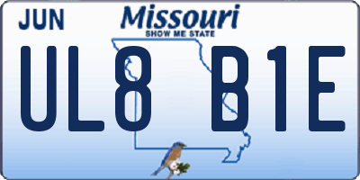 MO license plate UL8B1E
