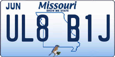 MO license plate UL8B1J