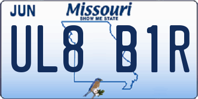 MO license plate UL8B1R