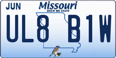 MO license plate UL8B1W
