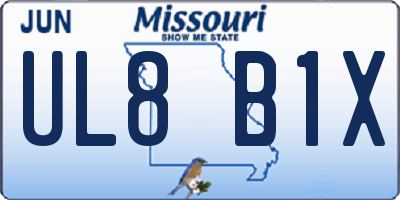 MO license plate UL8B1X