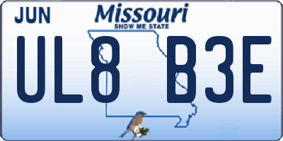 MO license plate UL8B3E