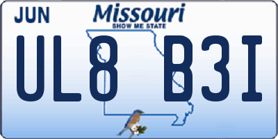MO license plate UL8B3I