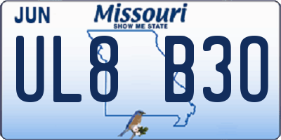 MO license plate UL8B3O