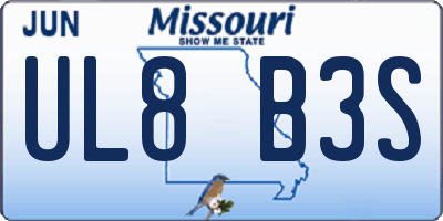 MO license plate UL8B3S