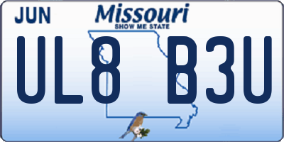 MO license plate UL8B3U